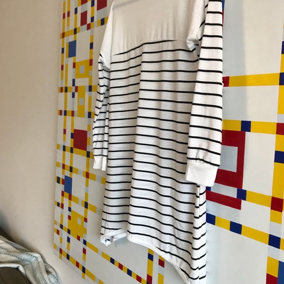 White w black nautical stripes cotton dress. - Picture 3 of 5